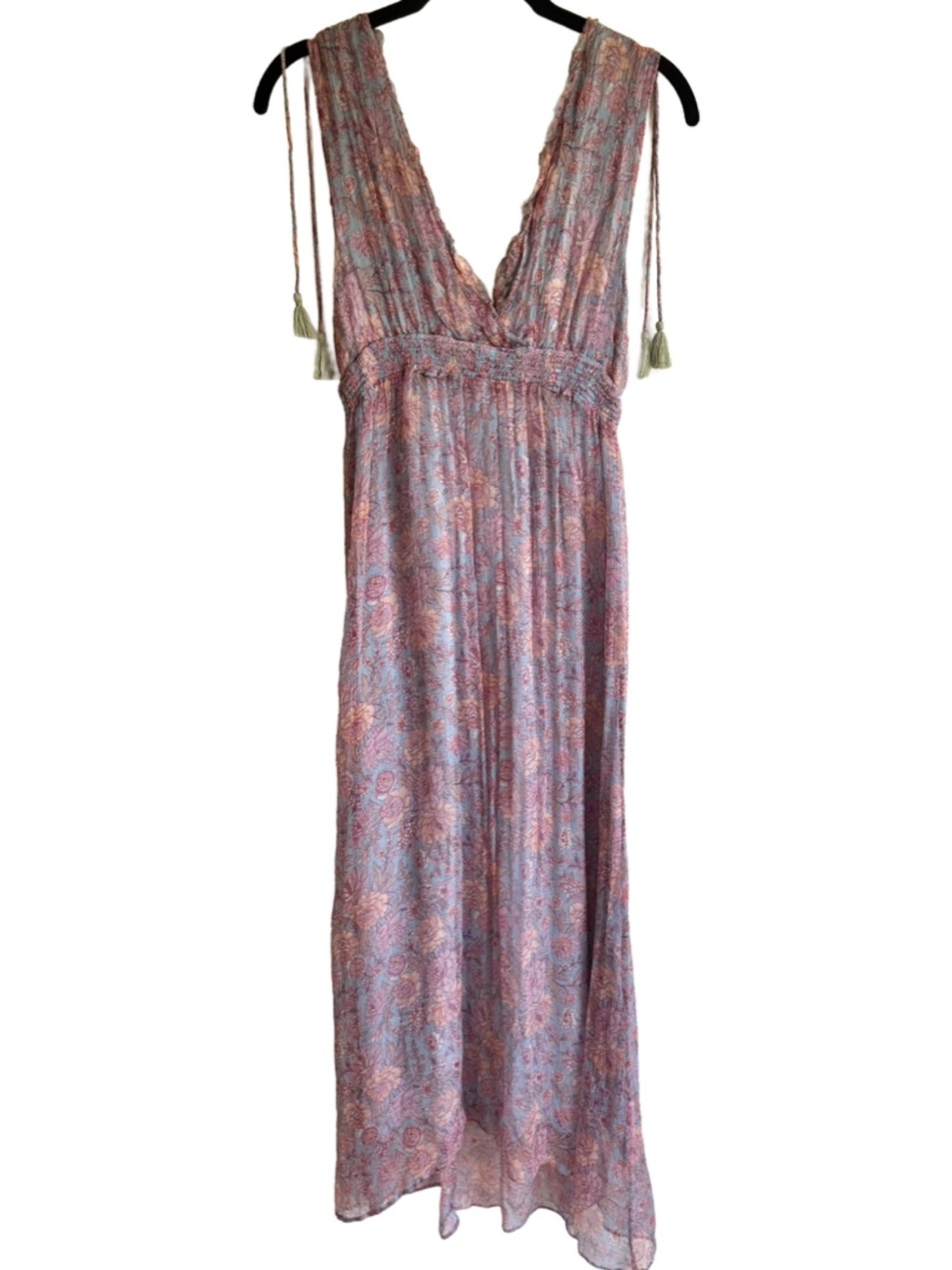 Louise Misha Plumiska Silk Dress, Blue Garden Flowers